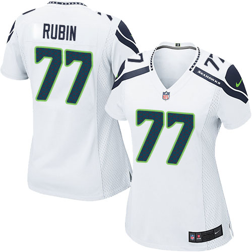 Women's Elite Ahtyba Rubin Nike Jersey White Road - #77 NFL Seattle Seahawks